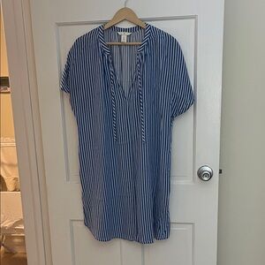 H&M blue and white Striped midi dress